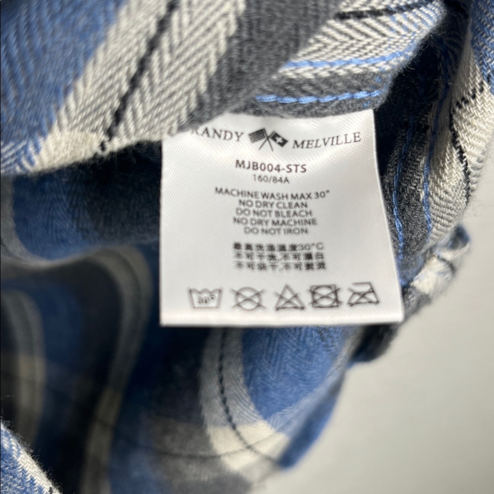 Brandy Melville Blue Plaid Hazel Flannel Button Front Shirt - Picture 8 of 10